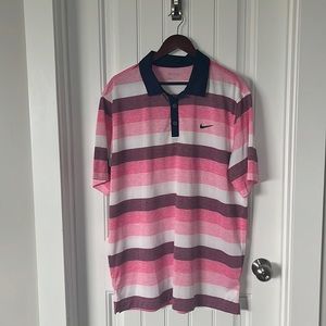 Nike Golf shirt, Men’s size XL, Pink, Navy Blue and White